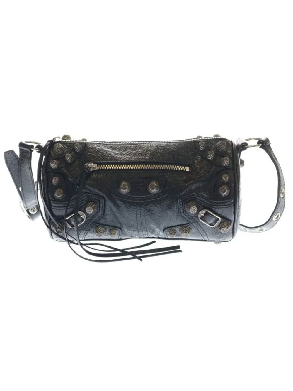 Balenciaga le Cagole Cylinder le Leather Shoulder Bag Black